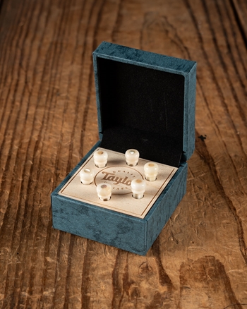 Taylor Custom Bone Bridge Pins - White with Green Australian Opal