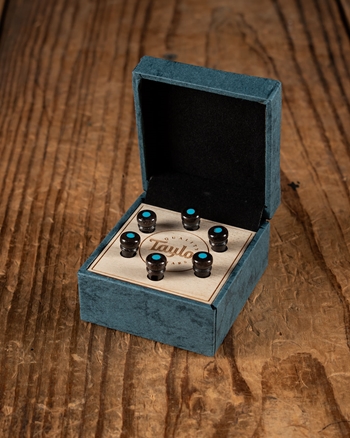 Taylor Custom Bone Bridge Pins - Brown with Turquoise