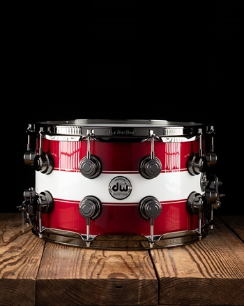 Drum Workshop 8"x14" Collector's Series SSC Graphics Snare Drum - Black Cherry Metallic w/ White Rally Stripe