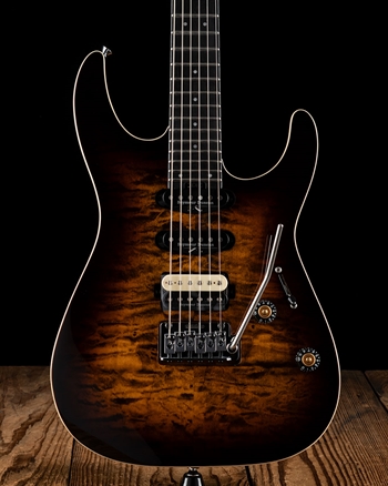 Charvel Pro-Mod Plus Dinky DK24 HSS 2PT EB QM - Amber Tiger Eye