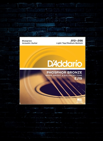 D'Addario EJ19 Phosphor Bronze Acoustic Strings - Bluegrass (12-56)